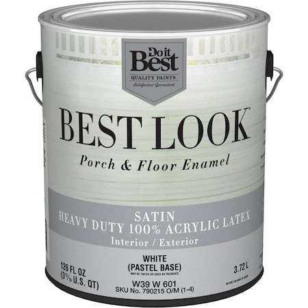All-Source Best Look 1 Gal. White Heavy-Duty Acrylic Latex Satin Porch & Floor Enamel W39W00601-16